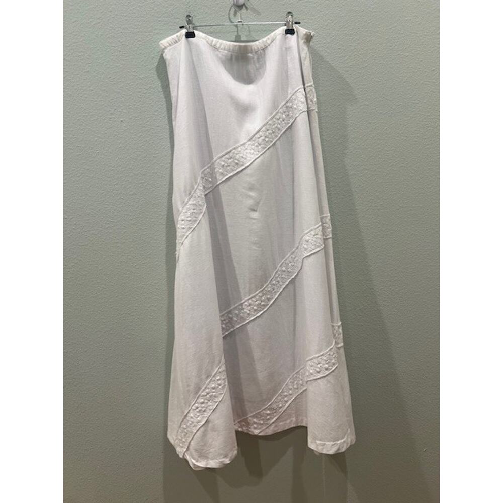 Saint Tropez West Maxi White Linen Skirt with lace embellishment Women's Size 14 - Picture 2 of 2